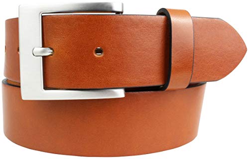 BELTINGER Jeansgürtel mit Edelstahl-Gürtelschnalle aus Vollrindleder 4 cm | Ledergürtel für Damen Herren 40mm | Jeans-Gürtel | Tabac 95cm von BELTINGER