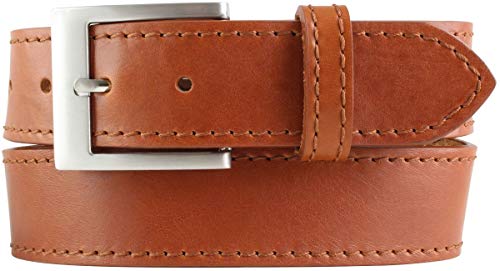 BELTINGER Jeansgürtel mit Edelstahl-Gürtelschnalle aus Vollrindleder mit Naht 4 cm | Ledergürtel 40mm | Jeans-Gürtel | Tabac 95cm von BELTINGER