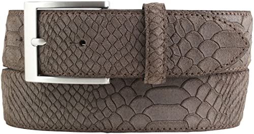 BELTINGER Jeansgürtel mit Pythonprägung 4 cm | Leder-Gürtel für Herren 40mm Schlangen-Optik | Herren-Gürtel mit Schlangen-Muster Python-Muster | Braun 110cm von BELTINGER