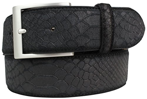 BELTINGER Jeansgürtel mit Pythonprägung 4 cm | Leder-Gürtel für Herren 40mm Schlangen-Optik | Herren-Gürtel mit Schlangen-Muster Python-Muster | Schwarz 120cm von BELTINGER