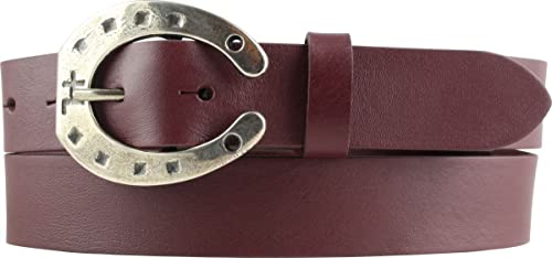 BELTINGER Kinder-Gürtel für Reiter mit Hufeisen-Gürtelschnalle aus Vollrindleder 3 cm | Reiter-Gürtel 30mm für Reithose | mit Pferde-Motiv | Bordeaux 70cm von BELTINGER