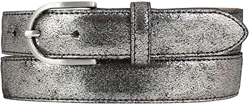 BELTINGER Kinder-Gürtel in Metall-Optik 3 cm | Leder-Gürtel Metallic-Look für Mädchen 30mm | Schmaler Metall-Ledergürtel | Silber geschwärzt 70cm von BELTINGER