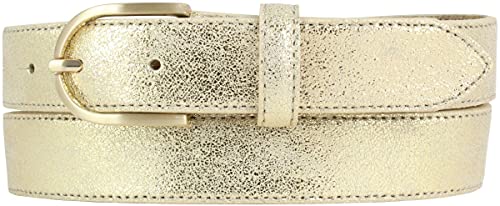 BELTINGER Kinder-Gürtel in Metall-Optik 3 cm | Metallic-Look für Mädchen 30mm | Schmaler Metall-Ledergürtel in Gold-Tönen | Gold 75cm von BELTINGER