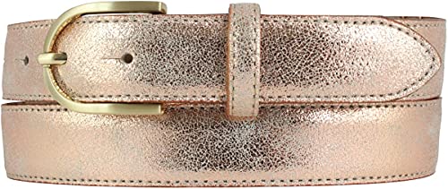 BELTINGER Kinder-Gürtel in Metall-Optik 3 cm | Metallic-Look für Mädchen 30mm | Schmaler Metall-Ledergürtel in Gold-Tönen | Roségold 75cm von BELTINGER