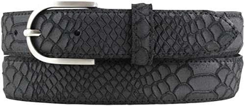 BELTINGER Kinder-Gürtel mit Pythonprägung 3 cm | Leder-Gürtel für Mädchen 30mm Schlangen-Optik | Schmaler Schlangen-Muster | Schwarz 70cm von BELTINGER