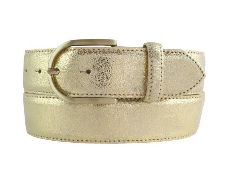 BELTINGER Ledergürtel Damen-Gürtel mit Metall-Optik Echt Leder 4 cm - Leder-Gürtel Metallic- (1-St) von BELTINGER