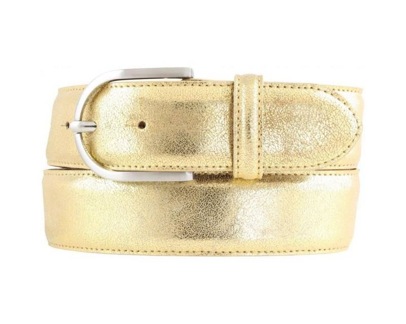 BELTINGER Ledergürtel Damen-Gürtel mit Metall-Optik Echt Leder 4 cm - Leder-Gürtel Metallic- (1-St) von BELTINGER