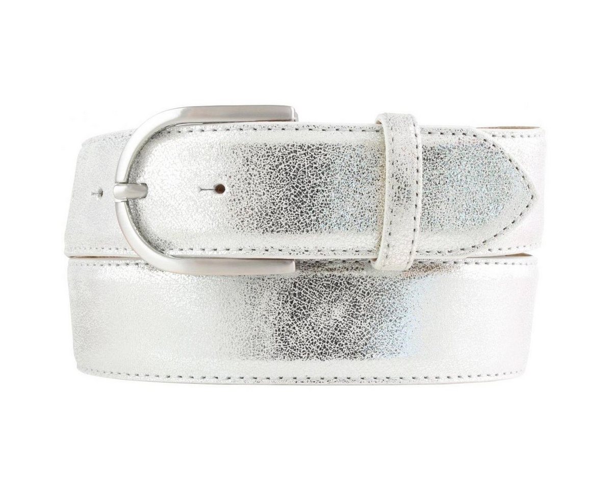 BELTINGER Ledergürtel Damen-Gürtel mit Metall-Optik Echt Leder 4 cm - Leder-Gürtel Metallic- (1-St) von BELTINGER