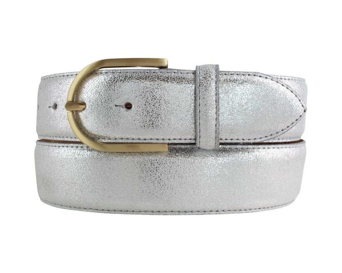 BELTINGER Ledergürtel Damen-Gürtel mit Metall-Optik Echt Leder 4 cm - Leder-Gürtel Metallic- (1-St) von BELTINGER