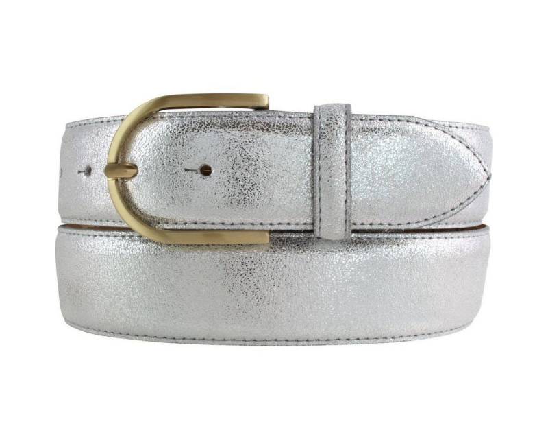 BELTINGER Ledergürtel Damen-Gürtel mit Metall-Optik Echt Leder 4 cm - Leder-Gürtel Metallic- (1-St) von BELTINGER