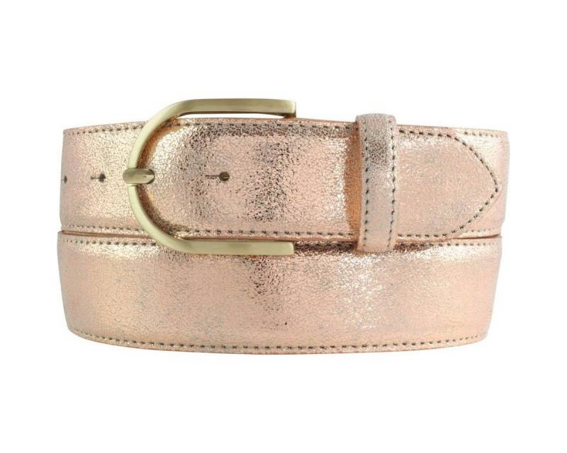 BELTINGER Ledergürtel Damen-Gürtel mit Metall-Optik Echt Leder 4 cm - Leder-Gürtel Metallic- (1-St) von BELTINGER