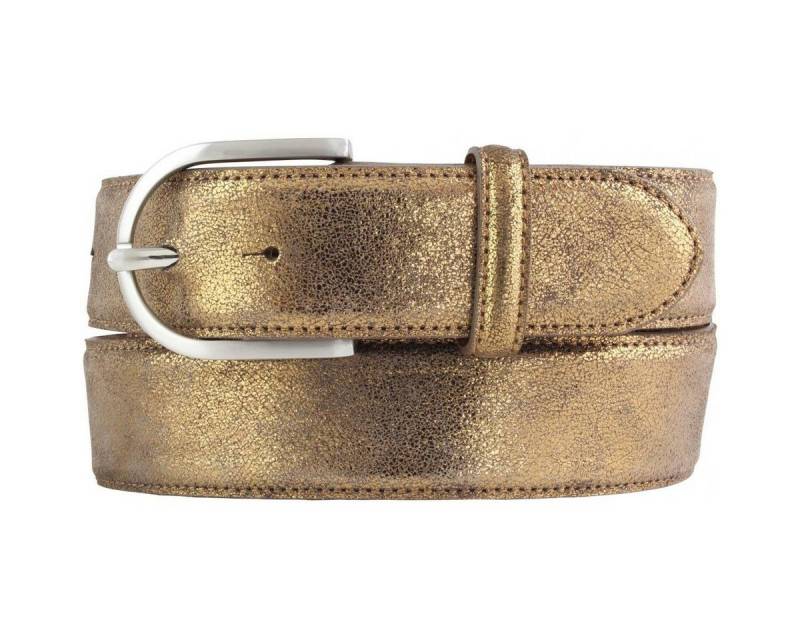 BELTINGER Ledergürtel Damen-Gürtel mit Metall-Optik Echt Leder 4 cm - Leder-Gürtel Metallic- (1-St) von BELTINGER