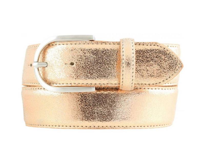 BELTINGER Ledergürtel Damen-Gürtel mit Metall-Optik Echt Leder 4 cm - Leder-Gürtel Metallic- (1-St) von BELTINGER