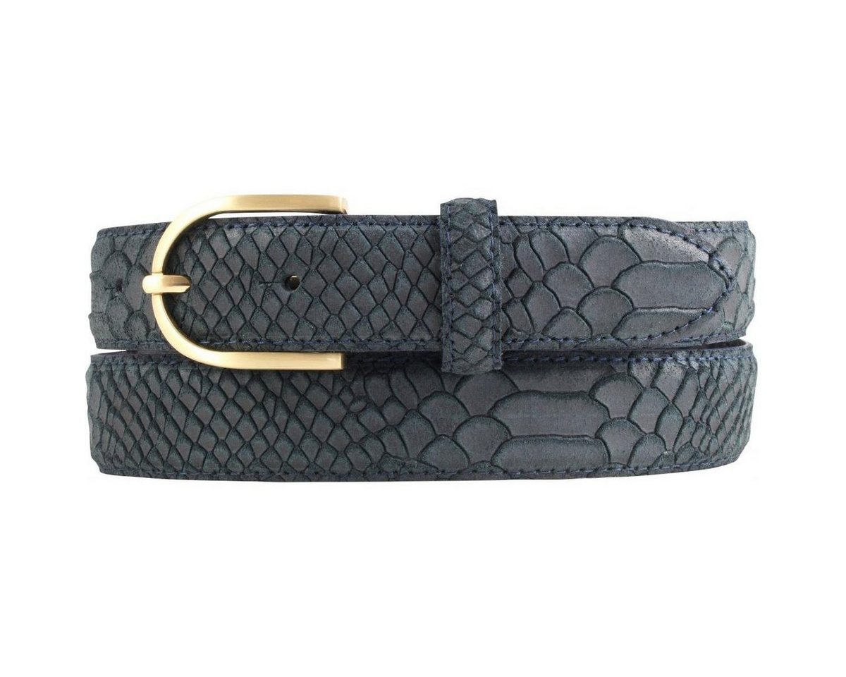 BELTINGER Ledergürtel Damen-Gürtel mit Pythonprägung und goldener Gürtelschnalle 3 cm - Lede (1-St) von BELTINGER
