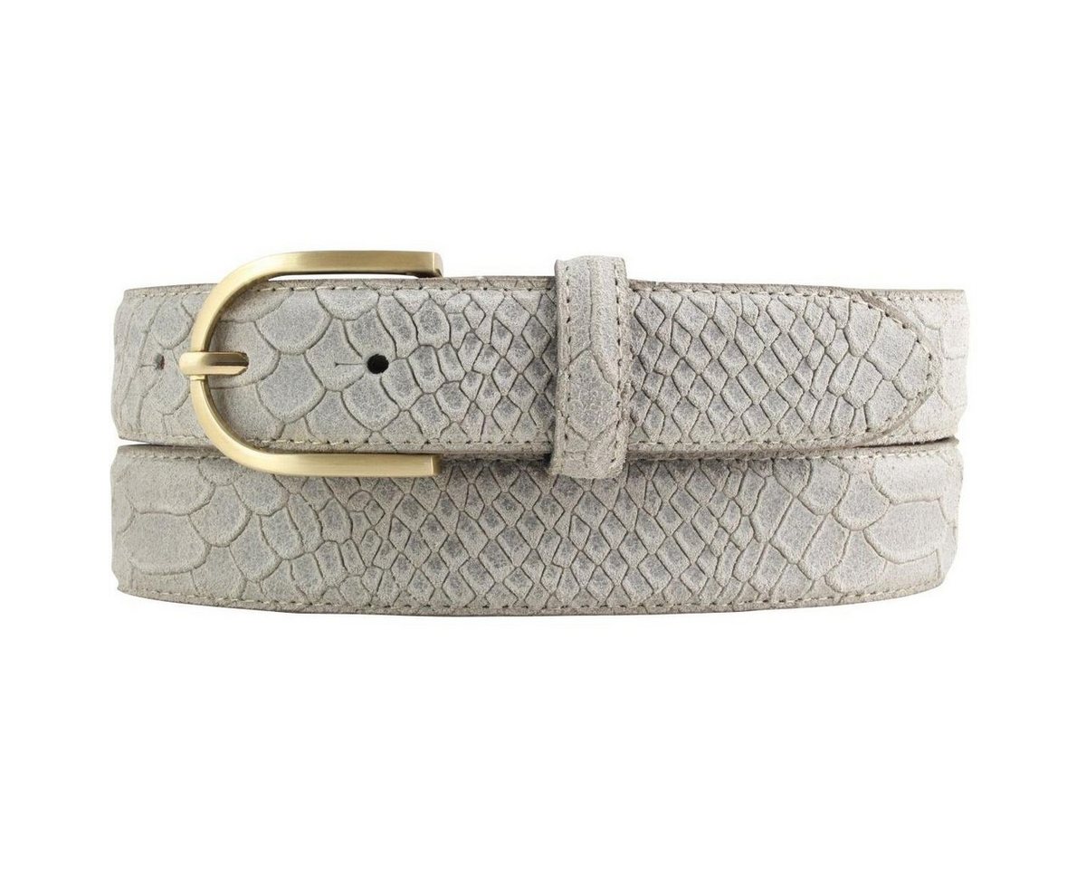 BELTINGER Ledergürtel Damen-Gürtel mit Pythonprägung und goldener Gürtelschnalle 3 cm - Lede von BELTINGER