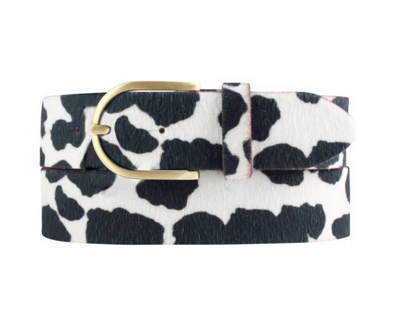 BELTINGER Ledergürtel Damen-Gürtel mit echtem Fell 4 cm - Fell-Gürtel für Damen 40mm - Kuh-L (1-St) von BELTINGER
