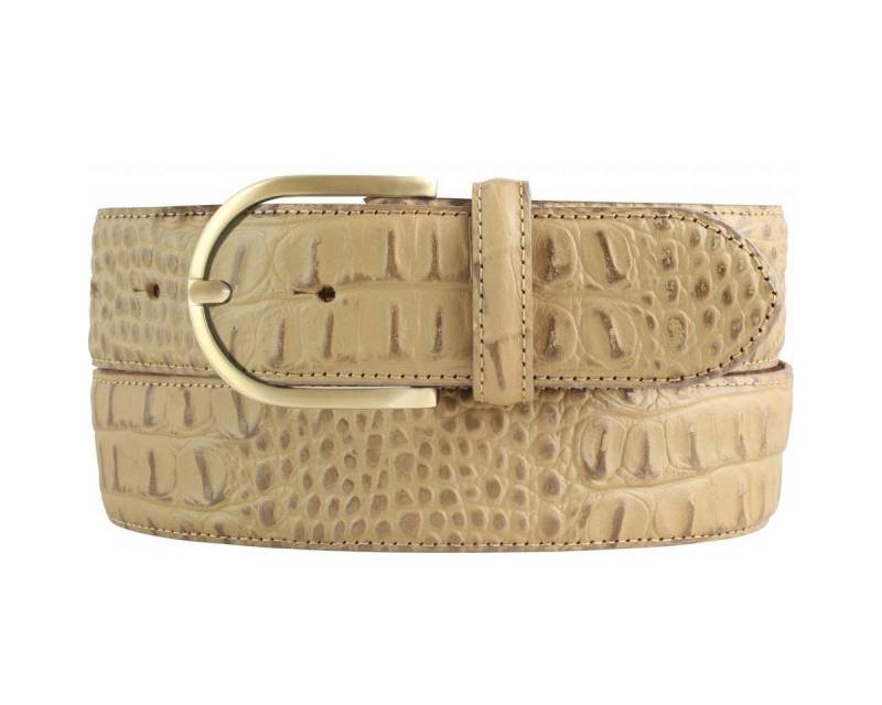 BELTINGER Ledergürtel Damen-Gürtel mit goldener Gürtelschnalle und Krokoprägung 4 cm - Leder von BELTINGER