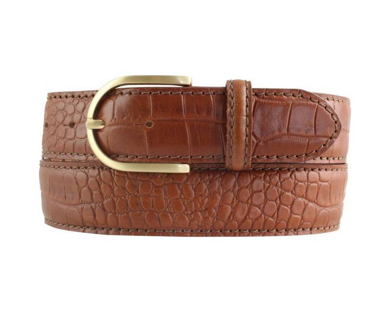 BELTINGER Ledergürtel Damen-Gürtel mit goldener Gürtelschnalle und Krokoprägung 4 cm - Leder (1-St) von BELTINGER