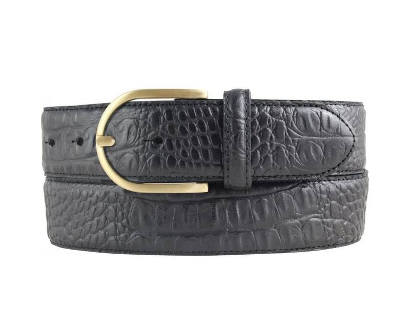 BELTINGER Ledergürtel Damen-Gürtel mit goldener Gürtelschnalle und Krokoprägung 4 cm - Leder von BELTINGER