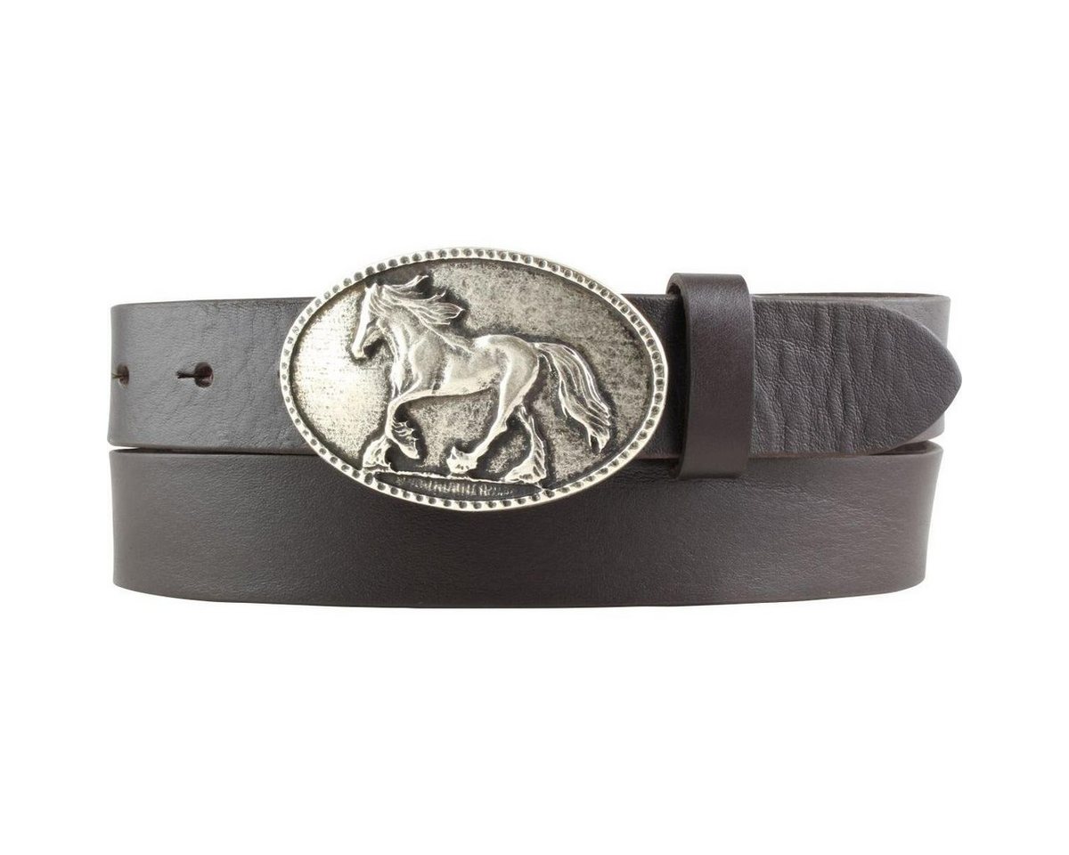 BELTINGER Ledergürtel Gürtel für Reiter mit Pferde-Gürtelschnalle aus Vollrindleder 3 cm - R (1-St) von BELTINGER