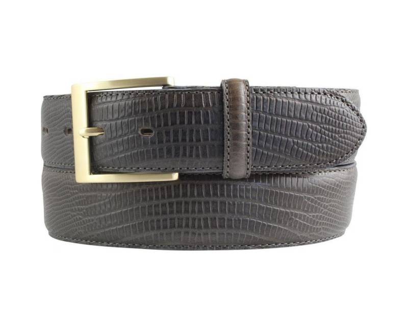 BELTINGER Ledergürtel Gürtel mit Echsenprägung 4 cm - Jeans-Gürtel für Herren mit goldener G (1-St) von BELTINGER