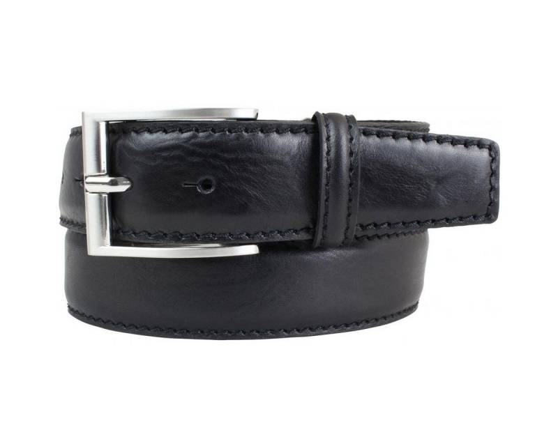 BELTINGER Ledergürtel Gürtel mit Edelstahl-Gürtelschnalle aus Vollrindleder mit Naht 4 cm - (1-St) von BELTINGER