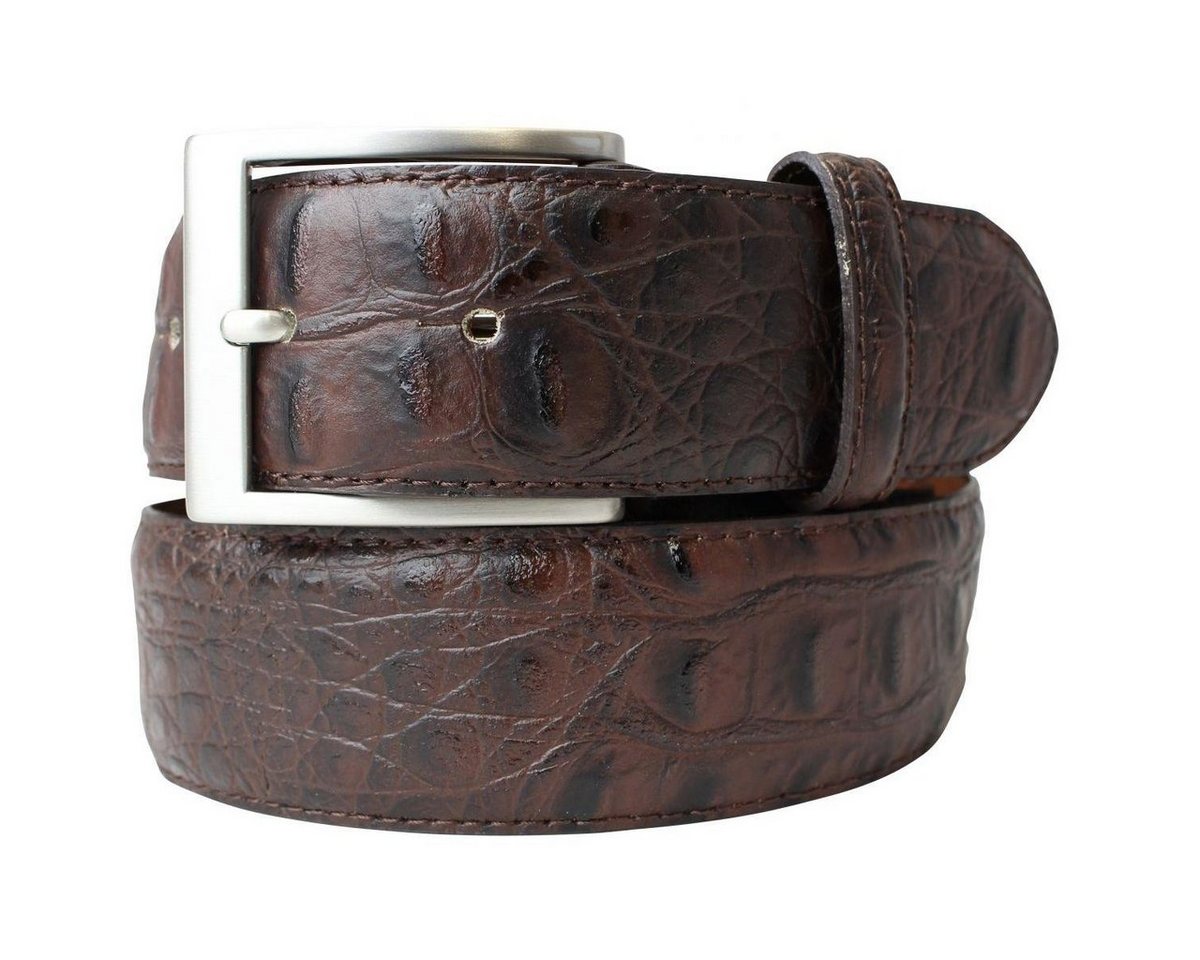 BELTINGER Ledergürtel Gürtel mit Edelstahl-Gürtelschnalle und Krokoprägung 4 cm - Leder-Gürt von BELTINGER