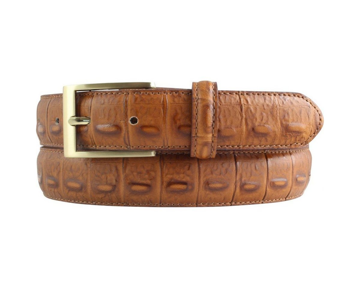 BELTINGER Ledergürtel Gürtel mit Krokoprägung 3 cm - Leder-Gürtel für Herren mit goldener Gü (1-St) von BELTINGER