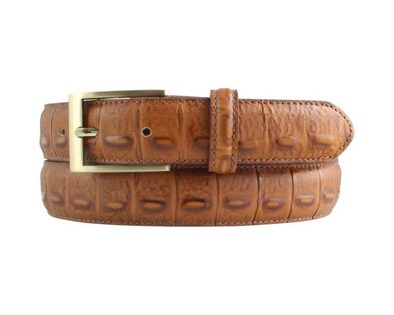 BELTINGER Ledergürtel Gürtel mit Krokoprägung 3 cm - Leder-Gürtel für Herren mit goldener Gü (1-St) von BELTINGER