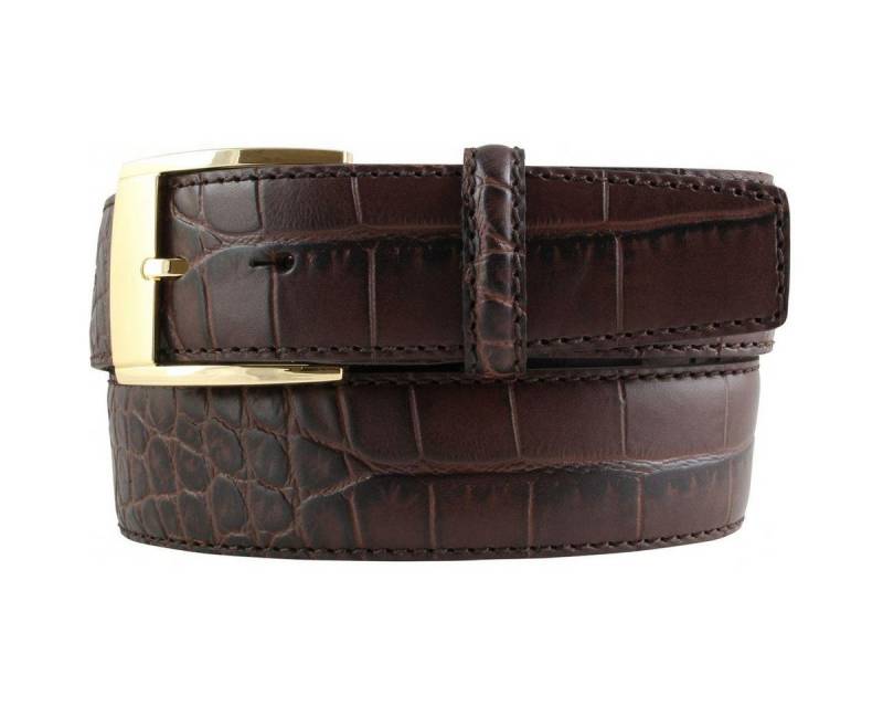 BELTINGER Ledergürtel Gürtel mit Krokoprägung und goldener Gürtelschnalle 4 cm - Leder-Gürte (1-St) von BELTINGER