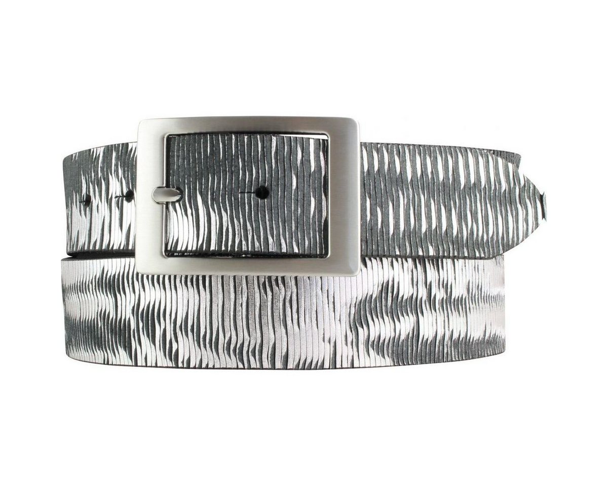 BELTINGER Ledergürtel Herren-Gürtel aus Vollrindleder Metall-Optik mit Doppel-Schließe 4 cm (1-St) von BELTINGER