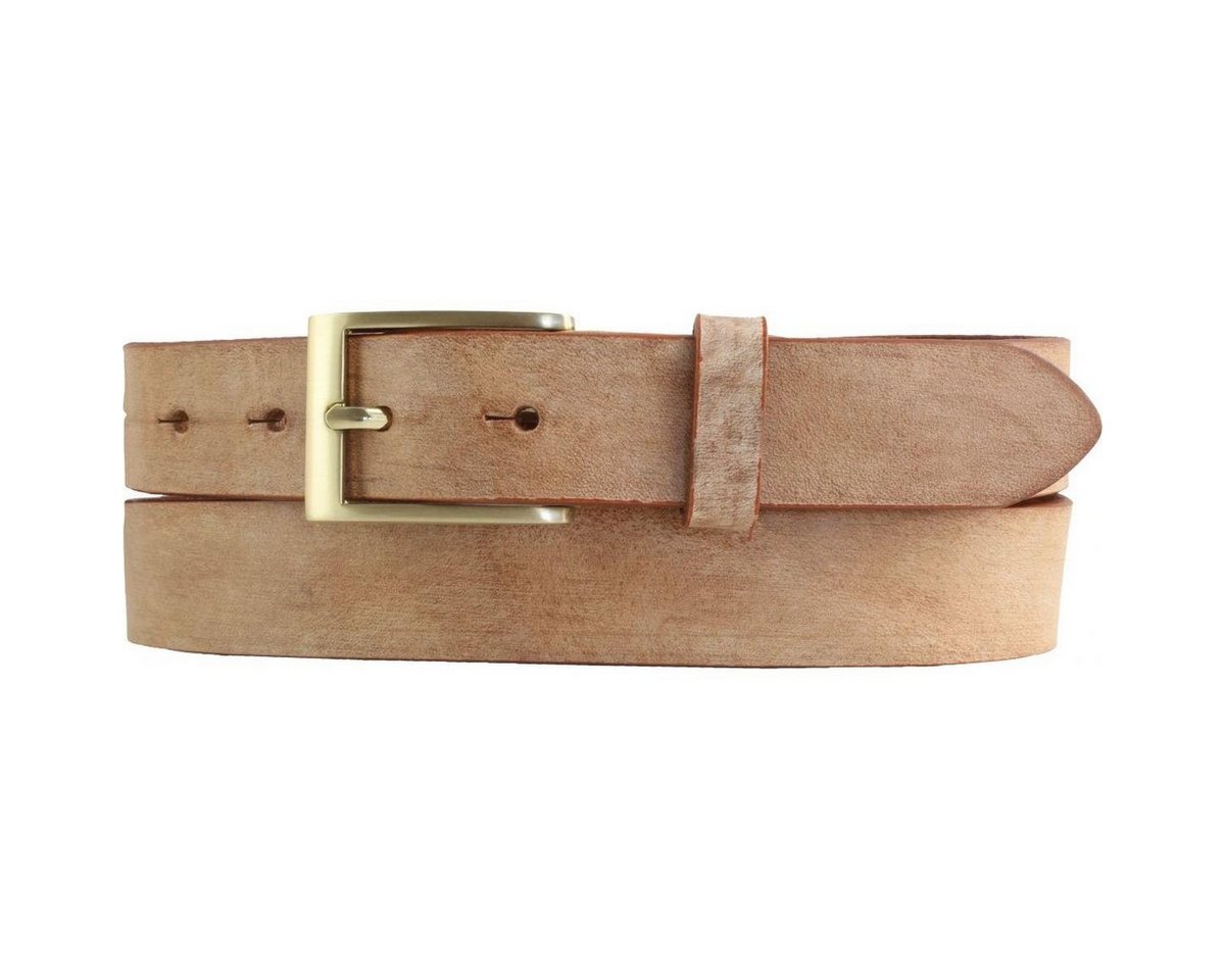 BELTINGER Ledergürtel Herren-Gürtel aus weichem Vollrindleder Vintage-Look 3 cm - Leder-Gürt (1-St) weiches Leder, Gürtelschnalle in Gold, Vintage von BELTINGER