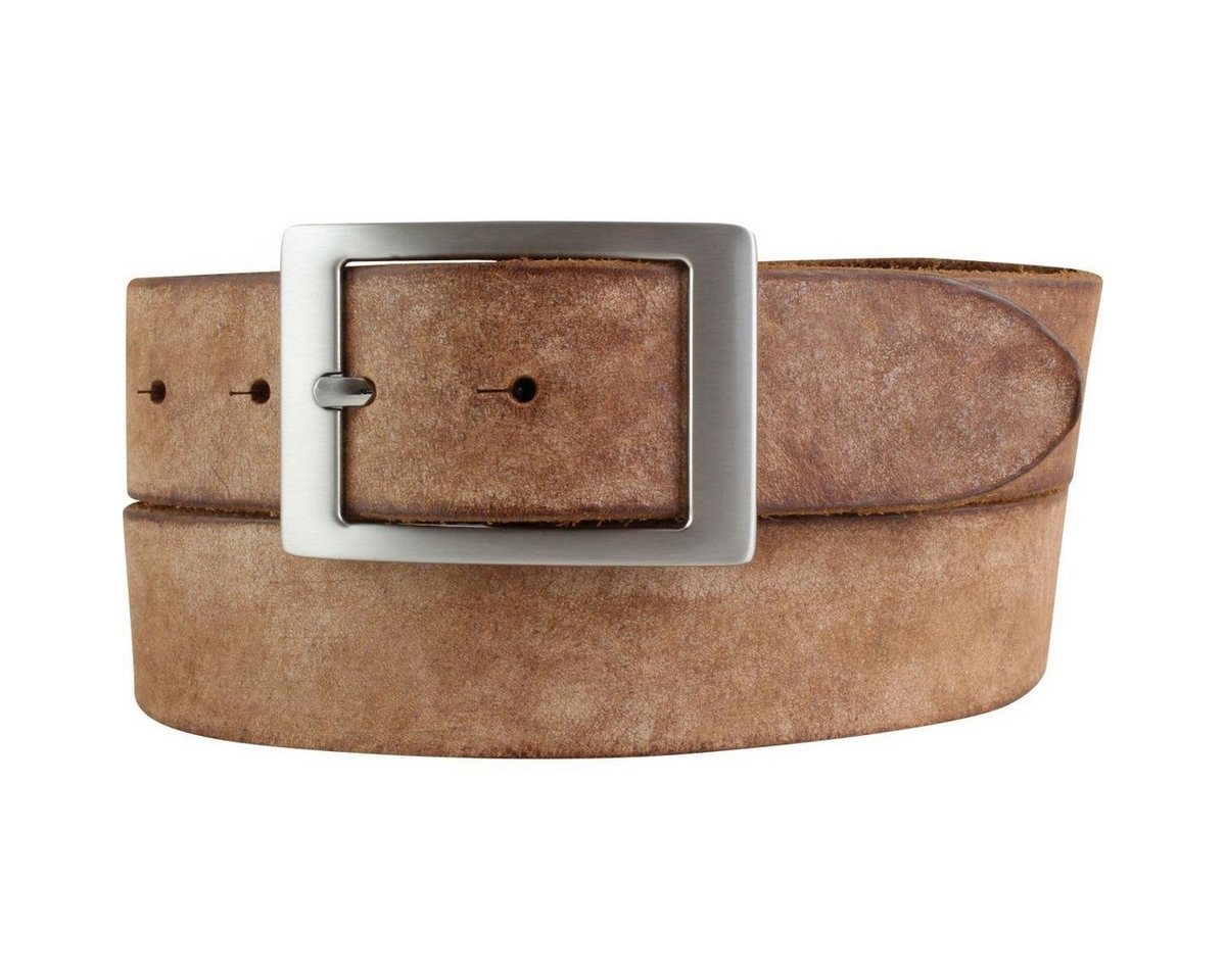 BELTINGER Ledergürtel Herren-Gürtel aus weichem Vollrindleder mit Doppel-Schnalle Vintage-Lo (1-St) weiches Leder, Gürtelschnalle in Altsilber, Vintage von BELTINGER