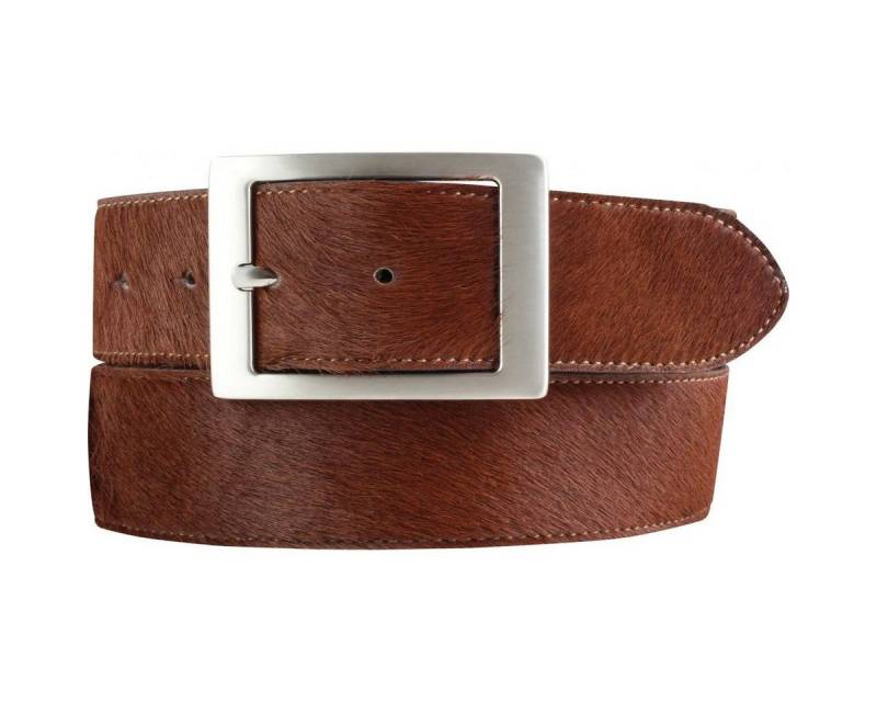 BELTINGER Ledergürtel Herren-Gürtel mit echtem Fell und Doppel-Schließe 4 cm - Fell-Gürtel f (1-St) von BELTINGER