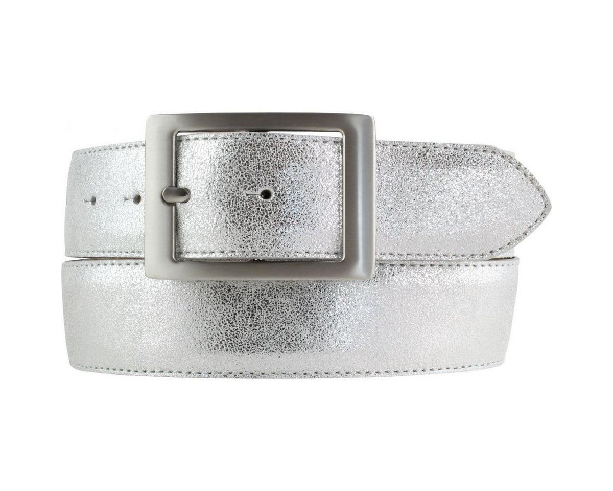 BELTINGER Ledergürtel Hochwertiger Gürtel Metall-Optik mit Doppel-Schließe 4cm - Leder-Gürte von BELTINGER