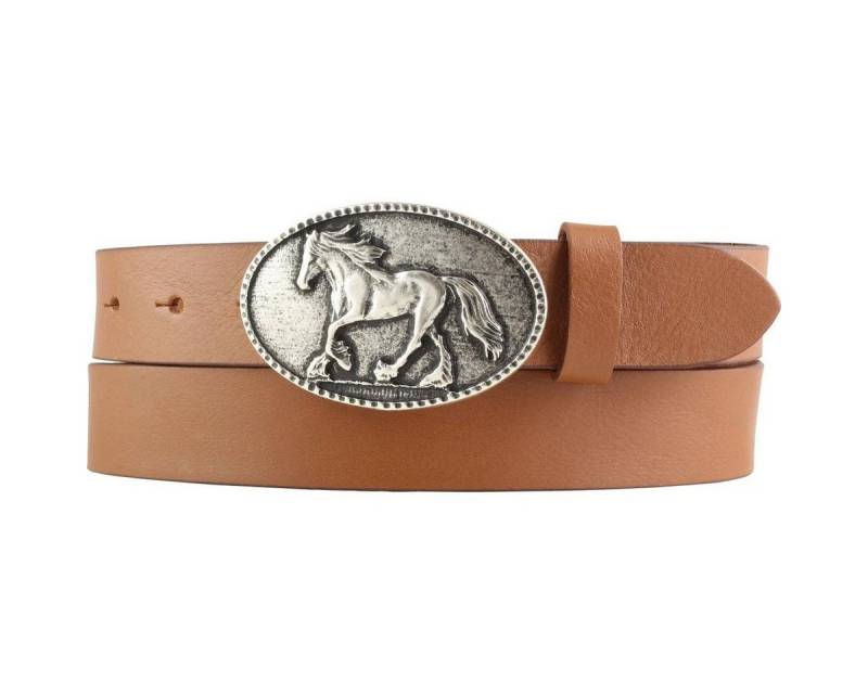 BELTINGER Ledergürtel Kinder-Gürtel für Reiter mit Pferde-Gürtelschnalle aus Vollrindleder 3 (1-St) von BELTINGER