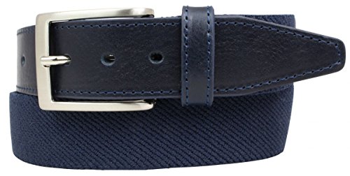 BELTINGER Stretch-Gürtel mit echtem Leder 3,5cm | Elastischer Gürtel für Herren Damen 35mm | Hochwertiger Leder-Gürtel | Marine 120cm von BELTINGER