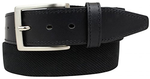 BELTINGER Stretch-Gürtel mit echtem Leder 3,5cm | Elastischer Gürtel für Herren Damen 35mm | Hochwertiger Leder-Gürtel | Schwarz 105cm von BELTINGER