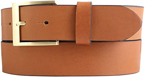 BELTINGER Überlängen-Gürtel aus Vollrindleder 4 cm | 120-180 cm Ledergürtel für Herren mit Gürtelschnalle Gold 40mm | Herren-Gürtel in Übergrößen | Cognac 130cm von BELTINGER