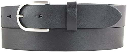 BELTINGER Überlängen-Gürtel für Damen aus Vollrindleder 3 cm | Ledergürtel mit silberner Gürtelschnalle 30mm | Hochwertiger Damen-Gürtel | Schwarz 125cm von BELTINGER