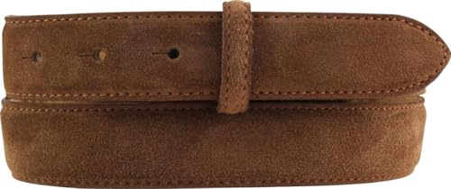BELTINGER Wechselgürtel aus Veloursleder ohne Schnalle 3,0 cm | Druckknopf-Gürtel für Damen Herren 30mm | Wildleder-Gürtel | Tabac 95cm von BELTINGER