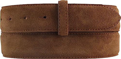 BELTINGER Wechselgürtel aus Veloursleder ohne Schnalle 3,5 cm | Druckknopf-Gürtel für Damen Herren 35mm | Wildleder-Gürtel | Tabac 100cm von BELTINGER