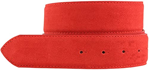 BELTINGER Wechselgürtel aus Veloursleder ohne Schnalle 4 cm | Druckknopf-Gürtel für Damen Herren 40mm | Wildleder-Gürtel 4cm | Rot 100cm von BELTINGER