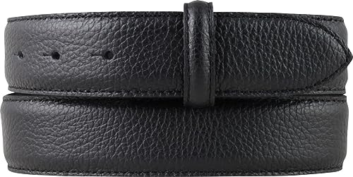 BELTINGER Wechselgürtel aus gemasertem Leder mit Steppnaht ohne Schnalle 3,5cm | Modischer Druckknopf-Gürtel mit Pigmentprägung 35mm Damen Herren | Schwarz 110cm von BELTINGER