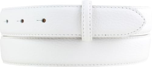 BELTINGER Wechselgürtel aus gemasertem Leder mit Steppnaht ohne Schnalle 3 cm | Modischer Druckknopf-Gürtel mit Pigmentprägung 30mm Damen | Weiß 100cm von BELTINGER