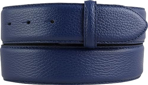 BELTINGER Wechselgürtel aus gemasertem Leder mit Steppnaht ohne Schnalle 4 cm | Modischer Druckknopf-Gürtel mit Pigmentprägung 40mm Damen Herren | Blau 105cm von BELTINGER