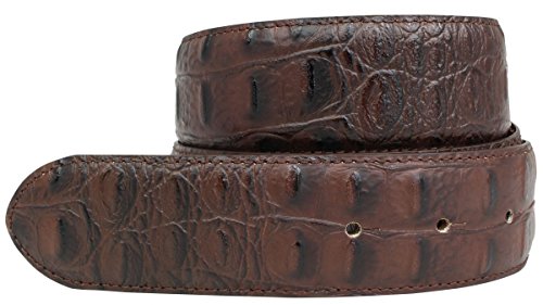 BELTINGER Wechselgürtel mit Druckknöpfen Krokoprägung 4 cm | Druckknopf-Gürtel für Damen 40mm Kroko-Optik | Kroko-Muster ohne Schnalle | Braun 85cm von BELTINGER