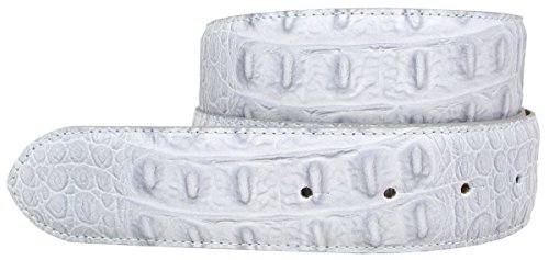 BELTINGER Wechselgürtel mit Druckknöpfen Krokoprägung 4 cm | Druckknopf-Gürtel für Damen 40mm Kroko-Optik | Kroko-Muster ohne Schnalle | Hellgrau 100cm von BELTINGER