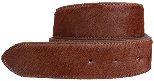 BELTINGER Wechselgürtel mit Fell ohne Schnalle 4 cm | Kuh-Ledergürtel für Damen Herren 40mm | Fell-Druckknopfgürtel 4cm | Braun 110cm von BELTINGER