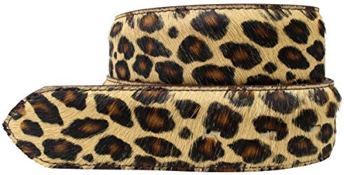 BELTINGER Wechselgürtel mit Fell ohne Schnalle 4 cm | Kuh-Ledergürtel für Damen Herren 40mm | Fell-Druckknopfgürtel 4cm | Leo 90cm von BELTINGER